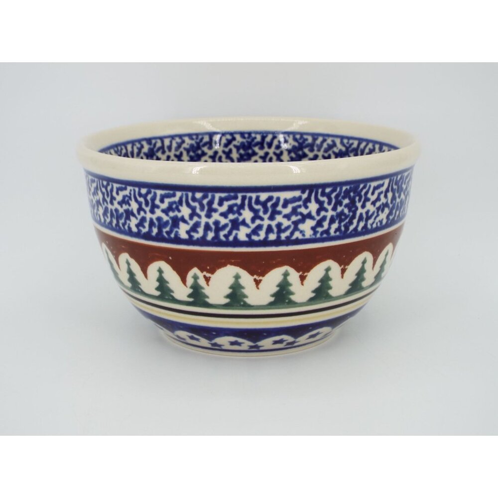 Boleslawiec Polish Pottery Evergreen Pine Tree Bowl 3.75" high 6.25" diameter